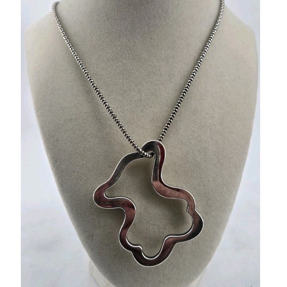Tous Kaos Plata Bear Silhouette Cut Out Silver 925 Necklase 17 Inch Gift